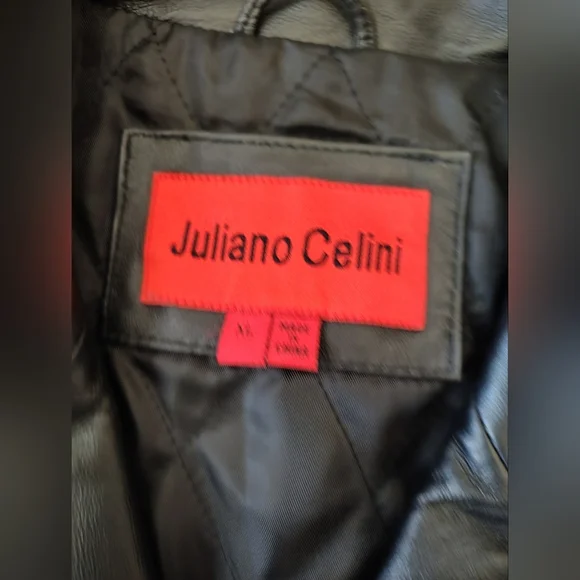Juliano Celini Men's Black Leather Jacket Size XL